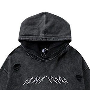 Sudaderas con capucha de lavado ácido para hombre de diseño personalizado OEM de alta calidad 100% algodón transpirable ropa de invierno estilo callejero teñido liso - Product Image 3