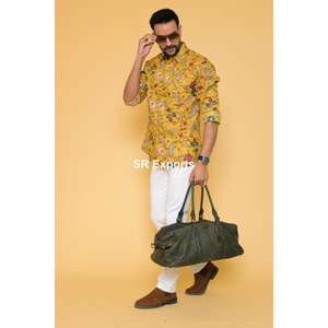 Camisa mostaza para hombre, bloque de algodón hecho a mano, estampado Kurta, ropa de verano, camisa informal estampada para hombre, camisas cómodas de diseñador para hombre - Product Image 6