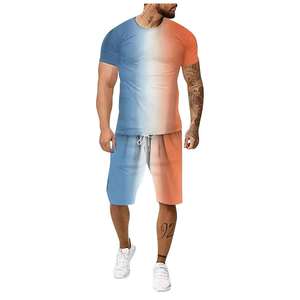 Ensemble T-shirt et short pour homme en tissu tricoté respirant avec logo personnalisé et impression sur mesure pour l'été - Product Image 5