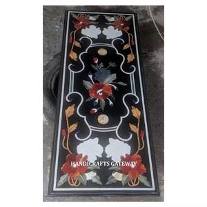 Hermosa mesa de comedor con incrustaciones de mármol negro, forma rectangular para el hogar y el hotel, mayorista y proveedor decorativo - Product Image 1