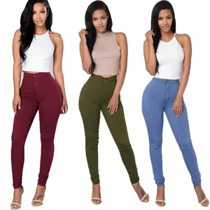 Best Quality Jeans Fashion Solid Leggings Sexy Fitness High Waist Trousers Female Fashion Clothing Best Denim Exporter
