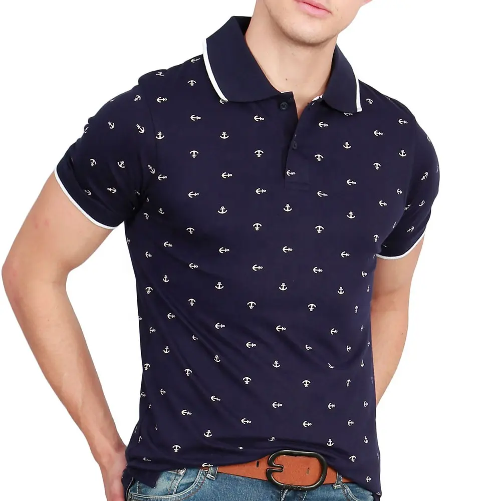 Polo à pois imprimé pour hommes, t-shirt élégant, grand stock de polos à manches mi-longues pour hommes, vente en gros au prix de gros, pour adultes