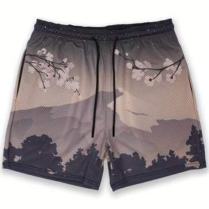 Pantalones Cortos Deportivos de Baloncesto Personalizados de Malla de Lana Peinada, Cintura Elástica, Secado Rápido, Transpirables, para Hombre, con Costura Interior de 5 Pulgadas - Product Image 1