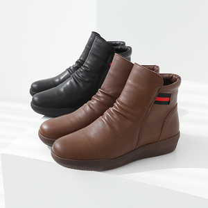 [JSHOE] Botines de Mujer de Piel Vacuna con Forro de Lana, Tacón Bajo de 3.5cm, Zapatos Cómodos de Invierno - Product Image 1