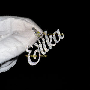 Completamente helado VVS Moissanite personalizado cualquier letra cursiva nombre moda rodio plateado oro rosa 925 plata esterlina encantos colgante regalo - Product Image 1
