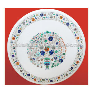Plateaux de table à manger exclusifs en marbre incrusté Pietra Dura - Product Image 1