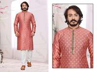 Dernière collection Maruti Fashion MF170 : Ensemble kurta pyjama en coton pour homme, look superposé élégant, idéal pour les mariages et les fêtes d'hiver.
