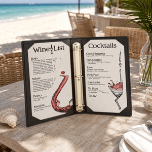 DIVRIS - Porta Menús de Bar Moderno de Cuero PU Negro con Páginas para Lista de Vinos y Cócteles, Capacidad para 25 Páginas, Carpeta Impermeable y Ecológica - Product Image 4