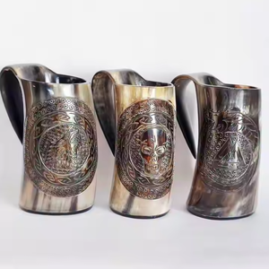 Tasse à corne de vin Viking de haute qualité Top tendance Style européen sculpté chope à corne Buffalo naturel par artisanat en croissant - Product Image 1