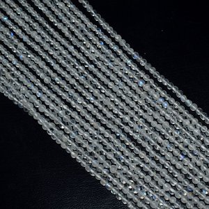 4mm lisse Flashy blanc arc-en-ciel pierre de lune perles Quartz rond pierre lâche pour la fabrication de bijoux Style brin - Product Image 2