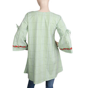 Women's <b>Strip</b> Cotton Kurti - Green - Product Image 4
