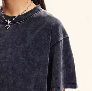 Meilleure vente de haute qualité femmes été lavage à l'acide haut court tricoté t-shirt coupe ample respirant Spandex Style décontracté vêtements longs - Product Image 6