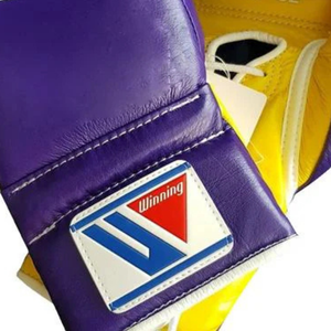 Winning <b>Lace</b> Up Boxing Gloves Purple Yellow Premium Genuine Leather Professional Boxing Training Sparring Gloves 8oz 16oz - Product Image 4