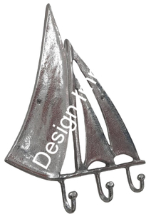 Silver Yacht Hook With 2 <b>Holder</b> <b>Towel</b> Cloths Hanger Metal Wall Hooks Customize Design Alumimiu, Decorative Wall Decor Hook 2025 - Product Image 2