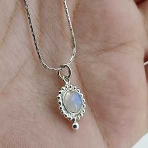 Navya Craft Women's Boho 925 Sterling <b>Silver</b> <b>Necklace</b> with Rainbow Moonstone Birthday Anniversary Wedding Marriage Gift for Wife - Product Image 4