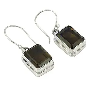 Boucles d'oreilles en argent 925 plaqué diamant pour femmes - Quartz fumé, clous ou pendantes, design mignon - Product Image 3