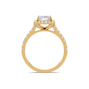 Anillo de Compromiso con Doble Halo de Diamantes Corte Princesa de 1.57CT, Oro Amarillo, Blanco y Rosa de 18K, Certificado IGI, Lujoso con Pavé - Product Image 4