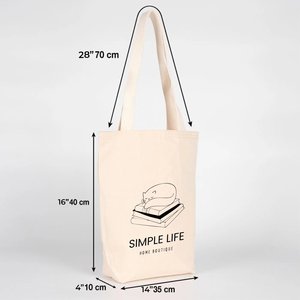 Custom Printed 10 oz Cotton Tote <b>Bag</b> with Woven Handles <b>Medium</b> Size-14 16 4 (35 40 10 Cm) Natural for Food Usage - Product Image 2