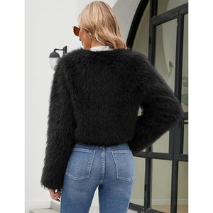 Chaqueta con capucha de lana de longitud media para mujer, chaqueta peluda dulce y peluda, abrigos - Product Image 5