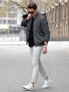 Veste bombardier coupe-vent Streetwear de mode luxueuse pour l'hiver fabriquée en polaire de coton épais pour hommes veste à col montant - Product Image 6