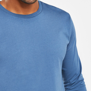 High Quality 100% Mercerized Cotton Solid Color Crew Neck T-Shirt 190Grams <b>Men's</b> <b>Long</b>-<b>Sleeve</b> <b>Tshirts</b> - Product Image 5