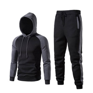 Ensemble de survêtement décontracté pour homme, survêtement zippé pour homme, respirant, multicolore, en coton à couche d'air, veste à capuche et pantalon de survêtement pour homme - Product Image 1