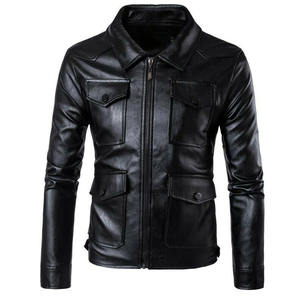 Winter <b>Men's</b> Long Genuine Leather Bomber <b>Jacket</b> High Quality Custom Color <b>Canvas</b> Turn-down Collar Front Logo Position Letter - Product Image 5