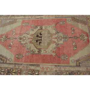 Tapis turc vintage 4,7x7,6 pi (143x233 cm), tapis persan en laine rouge - Product Image 5