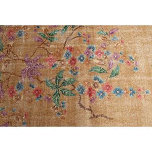 3x6.9 ft Eco-Friendly <b>Wool</b> Rug Traditional Turkish Accent Rug with <b>Brown</b> Patchwork and Latex Backing - Product Image 4