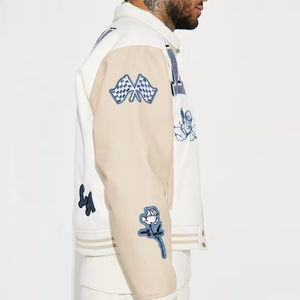 Veste universitaire décontractée pour homme, 100 % coton, broderie sur le devant, style streetwear, service OEM ODM personnalisé de haute qualité en gros - Product Image 4