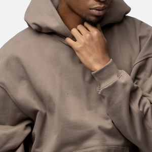 Sudadera con capucha de felpa francesa de lujo de talla grande, estilo oversize, largo extendido, hombros caídos, para hombre - Product Image 6