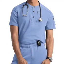 Ensemble de blouses médicales zippées pour hommes, vente en gros, fabrication OEM, matériaux de haute qualité, couleurs et logo personnalisables, blouses d'hôpital d'été KATBROS - Product Image 4