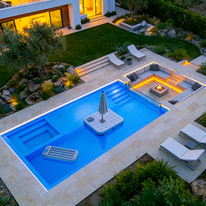 Piscine familiale en fibre de verre enterrée sur mesure, préfabriquée, résistante à la corrosion, aux UV et aux fissures, pour l'extérieur - Product Image 1