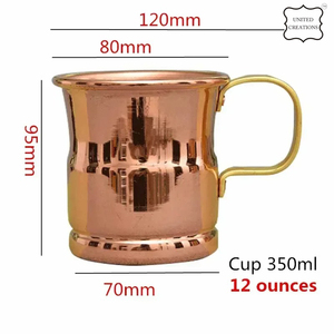 Pure Copper Moscow Mule Beer Cup with <b>Gold</b> Plated Handle Hammered <b>Mug</b> for Cocktail for Back to School - Product Image 6