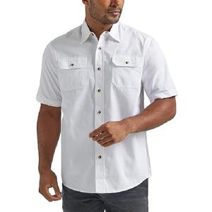 Directo de Bangladesh Camisa de algodón de calidad para hombre Gris sólido Manga corta Slim Fit con bolsillo para la temporada de primavera - Product Image 4
