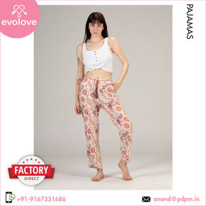 100% algodón señoras de longitud completa solo Jersey pijama pantalón de alta calidad Color blanco ropa de dormir uso doméstico verano ropa de noche mujeres - Product Image 3