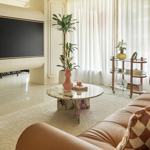 Natuurlijk Marmer Ronde Salontafel Arabescato Calacatta Viola Bianco Statuario Venato Elegant Modern Minimalistisch Middelpunt - Product Image 2