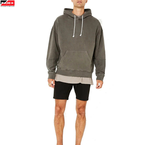 Sudadera con Capucha Extra Grande para Hombre, Color Gris Sólido, 100% Algodón, Felpa Francesa, Ropa Casual de Otoño - Product Image 2