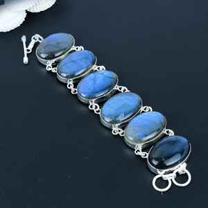 Bracelet à breloques en labradorite bleue, argent sterling 925, bijoux de luxe faits à la main, réglable, cadeau pour femmes - Product Image 5