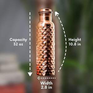 Ayurvedic grade <b>copper</b> <b>water</b> <b>bottle</b> for improving wellness and balancing pH levels with vintage finished and handcrafted beauty - Product Image 5