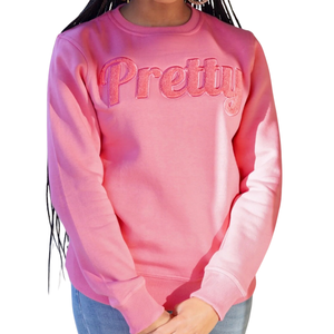 Rose uni Jolie Chenille Sweat Doux Premium Coton Pull Grec Sororité Brodé Ras Du Cou Femmes Vêtements - Product Image 2