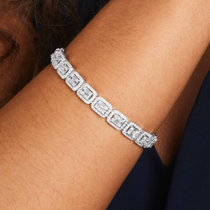 สร้อยข้อมือเพชรโมอิสสีเงิน925 7นิ้วคุณภาพระดับพรีเมียมสร้อยข้อมือลูกแพร์สร้อยข้อมือเทนนิสฮิปฮอปสำหรับเธอแฟชั่นโรแมนติก - Product Image 4