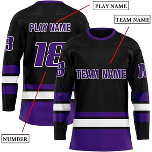 Conjunto de uniforme de hockey sobre hielo cómodo personalizado, impresión por sublimación de calidad profesional, tela transpirable, incluye jerseys, calcetines, logotipo del equipo - Product Image 3