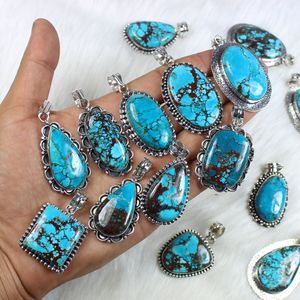 Belle qualité Turquoise Gemstone Pendentif Incroyable Designer Collet Pendentif Bijoux Pendentif Plaqué Argent - Product Image 6