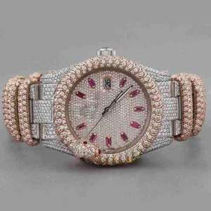 41MM corte personalizado laboratorio crecido diamante moda antiguo Hip Hop reloj banda de acero inoxidable cristal de zafiro esfera mecánica - Product Image 1