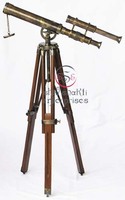 Télescope Nautique Vintage en Laiton Antique à Double Tube, Trépied Réglable, Design Art Déco, Fait Main, pour Observation des Oiseaux