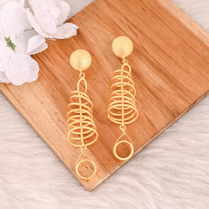 Pendientes Colgantes de Latón Antiguo para Mujer, Pendientes Colgantes Geométricos Minimalistas, Pendientes de Botón de Latón de Alta Calidad, Pedido al por Mayor - Product Image 1