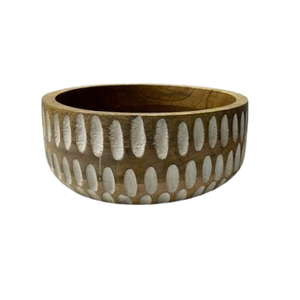 Cuencos de vajilla de madera de acacia redondos para fiesta en casa de diseño moderno, servicio grabado para deliciosas pastas y postres - Product Image 3