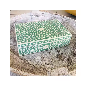 Incrustation d'os faite à la main en Inde belle boîte-cadeau d'incrustation d'os décorative pour la maison avec des conceptions personnalisées artisanat en nacre - Product Image 1