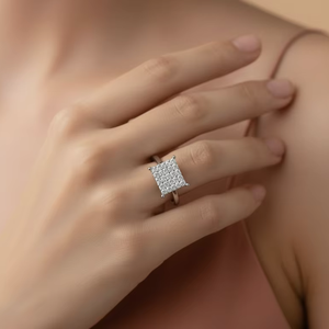 Anillo de Mujer con 30 Diamantes Naturales de Corte Brillante Redondo Geométrico en Oro de 14K, Certificado IGI, Moderno - Product Image 5